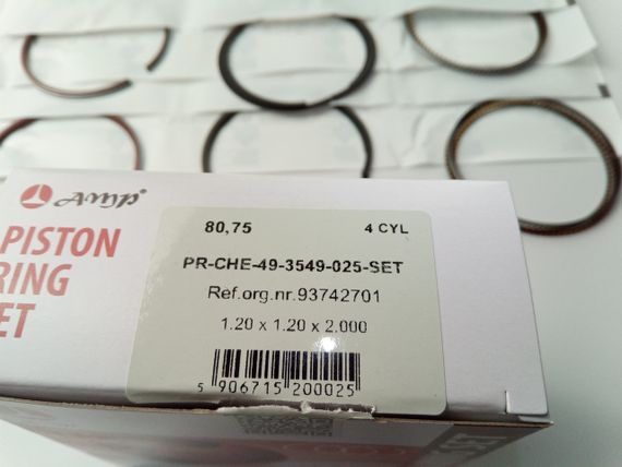 Кільця AMP Lacetti 1.8 LDA 80,75 1-й ремонт (PR-CHE-49-3549-025-SET) 1,20х1,20х2,000 (93742701) | Зображення 1