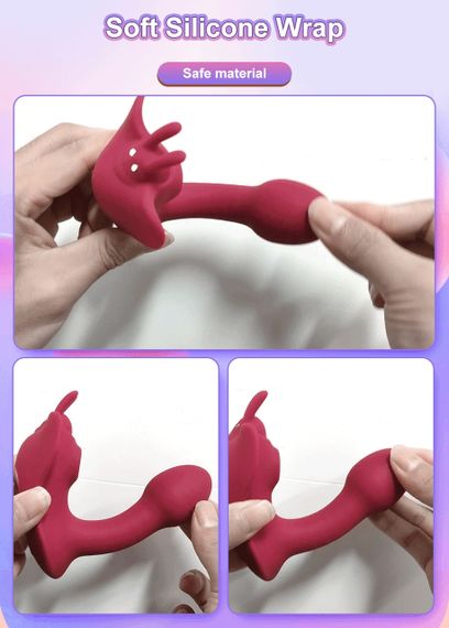 Вібромасажер метелик "Multifunctional butterfly", 10 режимів вібрації та вакууму, пульт д.у, колір бордовий sexstyle | Зображення 7