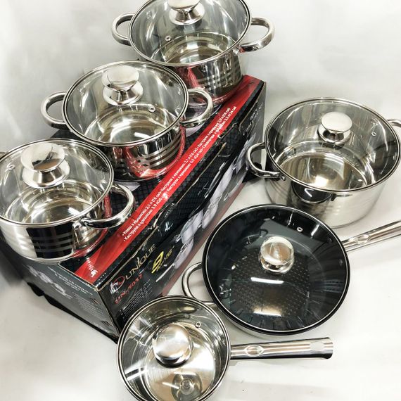 Набір посуду UNIQUE UN-5037 12 предметів (16; 16; 18; 20; 24; сковорода 24 см) | Зображення 7