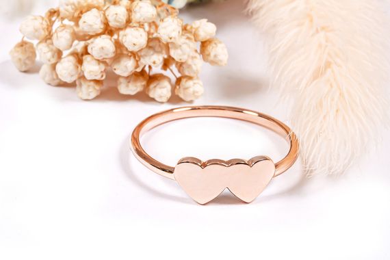 Кольцо из красного золота с сердечками 16.5 | Зображення 3