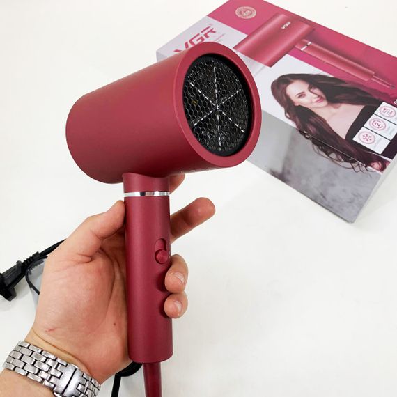 Професійний фен для волосся VGR V-431 потужністю 1600-1800 Вт із режимом холодного повітря. Колір: червоний | Зображення 2