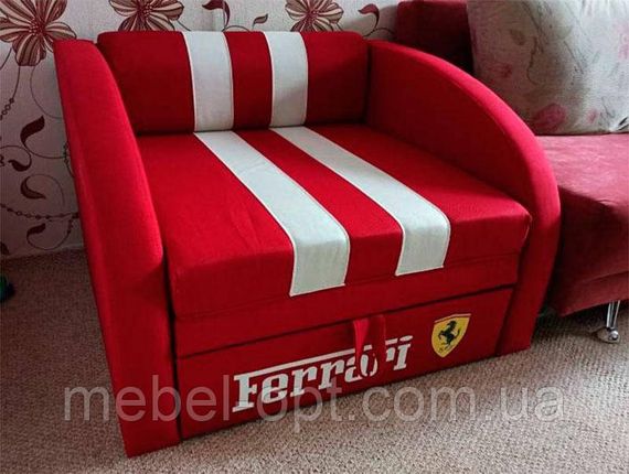 Детское раскладное кресло-кровать Smart SM 002 Ferrari красный с ящиком для белья, для детей и подростков | Зображення 3
