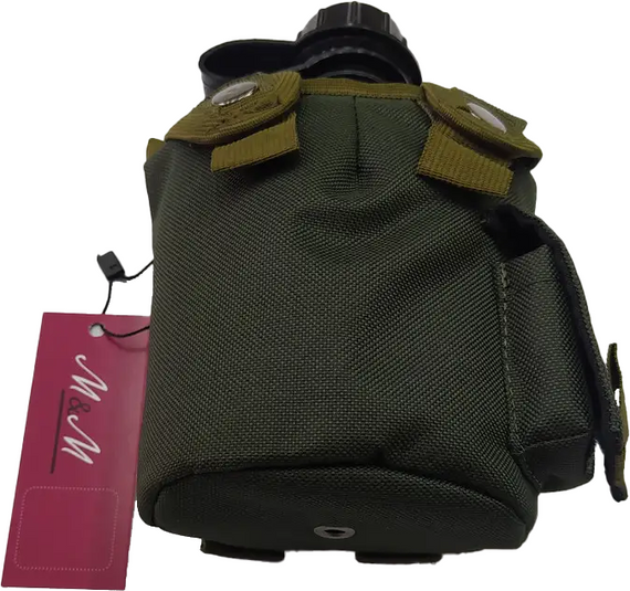 Фляга пластикова 870 мл чорна в чохлі М&М 2 Olive green Хакі (213376) | Зображення 1