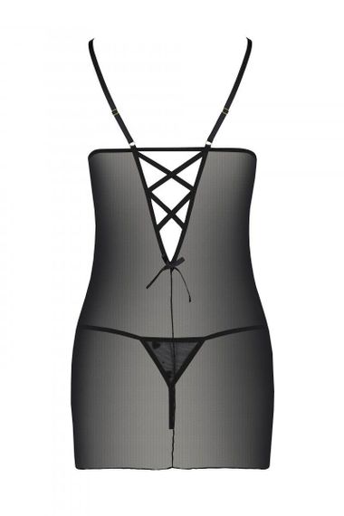 Сорочка з вирізами на грудях, стрінги Passion LOVELIA CHEMISE S/M, black sexstyle | Зображення 5