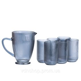 Набор стеклянный кувшин и 6 стаканов янтарный HP542