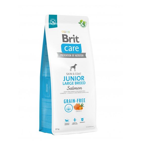 Корм сухий Brit Care Dog Grain-free Junior Large Breed для молодих собак великих порід беззерновий з лососем 12 кг