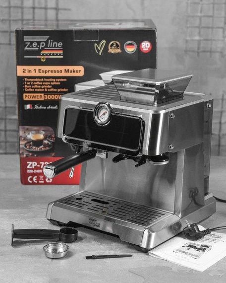 Кавоварка Еспресо з кавомолкою 2в1 Zepline ZP-7305A 3000W (47623-ZP-7305A_8004) | Зображення 3