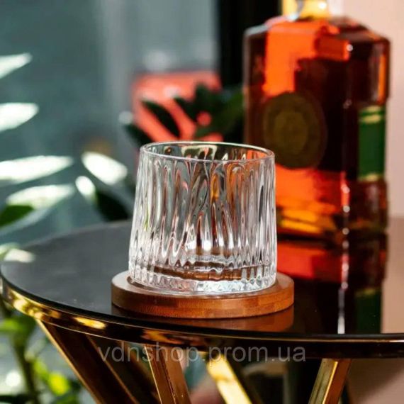 Склянка для віскі Dof 300 мл Jiga Rotating Rocks glass з бамбуковою підставкою HP1601 | Зображення 1