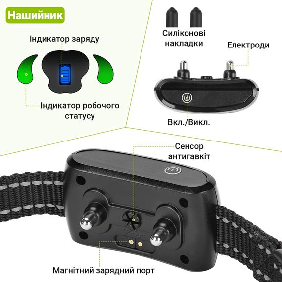 Электроошейник для дрессировки собак + антилай iPets K268, ошейник электронный 2в1, до 350 м | Зображення 2