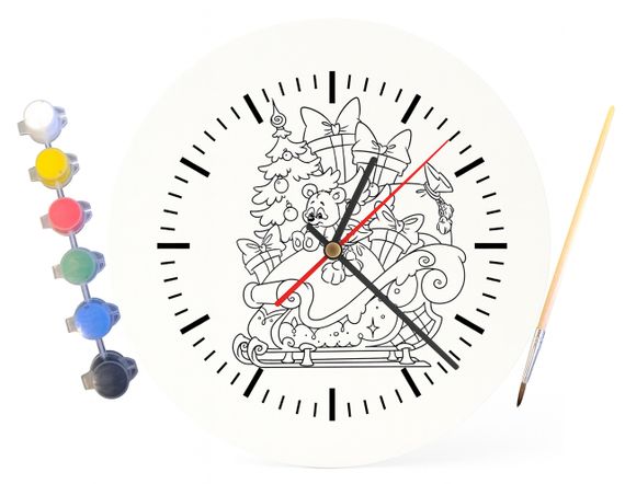 Детский набор для творчества часы раскраска Новый год 30 см (Г0079) | Зображення 3