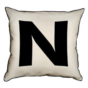Подушка с мешковины Английская буква N 45x45 см (45PHB_ABC028_WH)