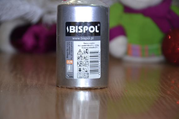 Свічка столова циліндр Bispol AURA Candles sw60/100-271 Срібний металік | Зображення 6