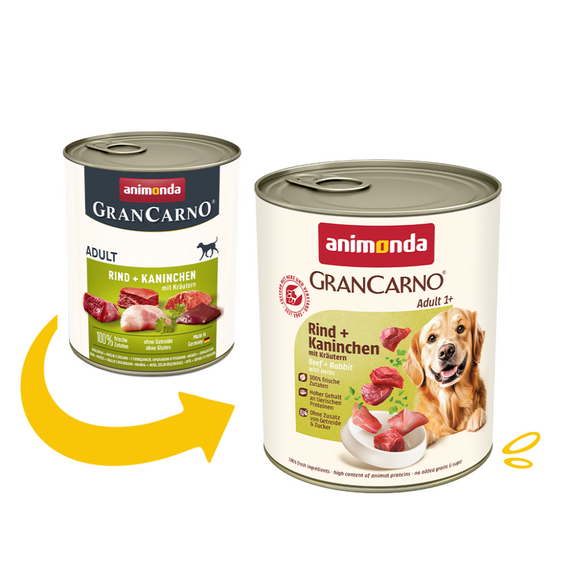 Корм вологий GranCarno Adult Beef Rabbit with Herbs для дорослих собак з яловичиною кроликом і травами 800 г | Зображення 1