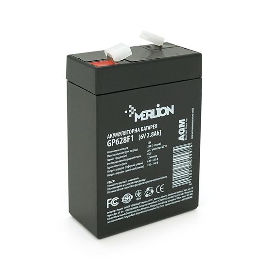 Аккумуляторная батарея MERLION AGM GP628F1 6V 2.8A h (67x35x100 (105) Q20