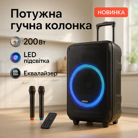 Акустическая колонка с аккумулятором ZXX-7676 200Вт портативная переносная колонка Bluetooth на колёсах FI-29