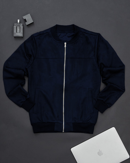 Бомбер замшевый синий S M