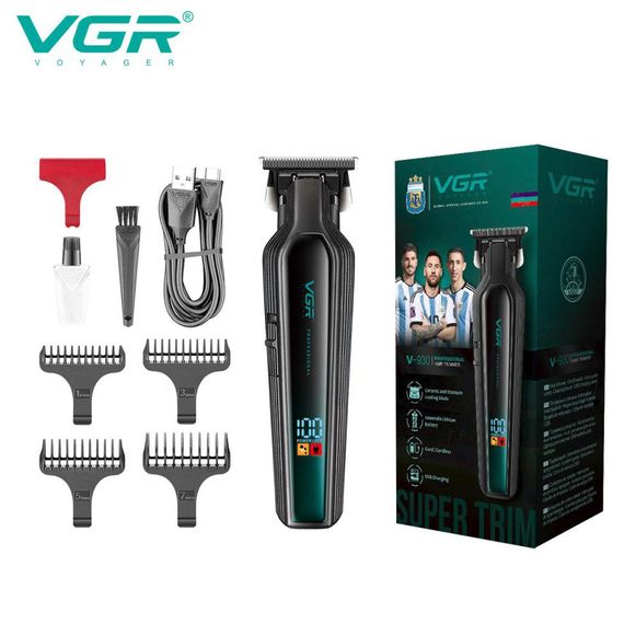 Професійний триммер для бороди та вусів з керамікою VGR V-930 насадки 1-7 мм. JO-585 Колір: зелений