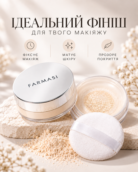 Прозрачная рассыпчатая пудра для фиксации макияжа и матирования кожи Farmasi 5 г | Зображення 2