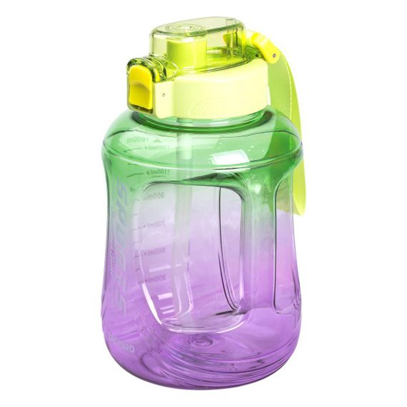 Пляшка для води спортивна 1.6 л пластикова з трубочкою з ремінцем 22 см Зелена HP-14-35GR | Зображення 1