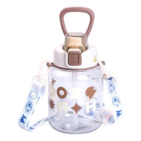 Пляшка для води дитяча 650 мл на ремінці пляшечка з трубочкою для дитини для спорту і школи Water bottle HP-14-43BR