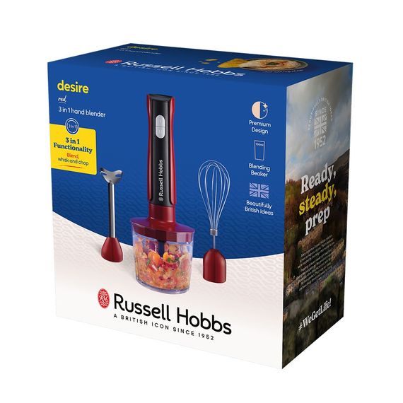 Блендер Russell Hobbs заглибний Desire Red, 500Вт, чаша-500мл, вінчик, міні-подріб., червоний (27140-56) | Зображення 6