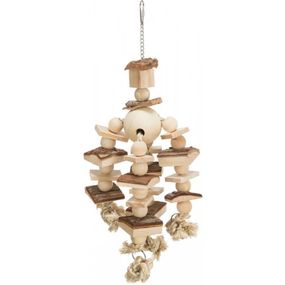 Іграшка Trixie для папуг підвісна з пробкою і мотузкою дерево 35 см