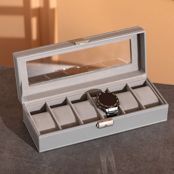 Скринька для наручного годинника 30×11×8 см з еко шкіри на 6 відсіків | Зображення 5