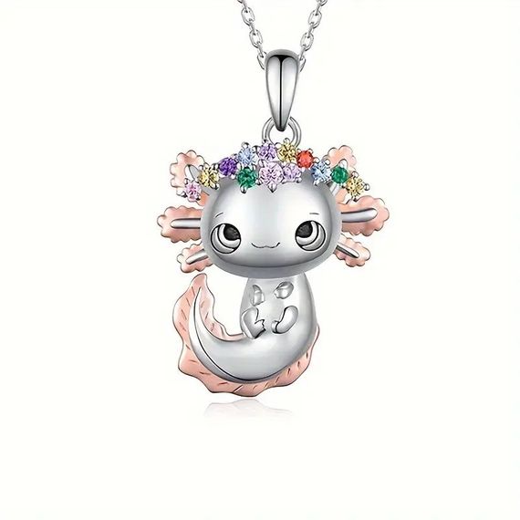 Серебристый кулон с цепочкой Liresmina Jewelry аксолотль с кристаллами 2.3 см LuxAurum021
