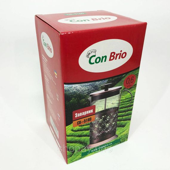 Френч-прес Заварник для чаю Con Brio CB-5160 600мл, Чайник самовар скляний, Чайники для заварювання | Зображення 3