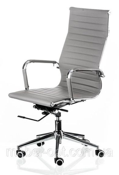 Крісло Solano artlеath сіре, репліка крісла Eames Style HB Ribbed Office Chair EA 119