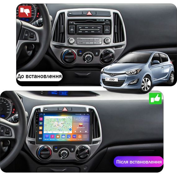 Штатная магнитола 9" Lesko для Hyundai i20 I Рестайлинг 2012-2014 4/64Gb CarPlay 4G Wi-Fi GPS Prime Хюндай | Зображення 2