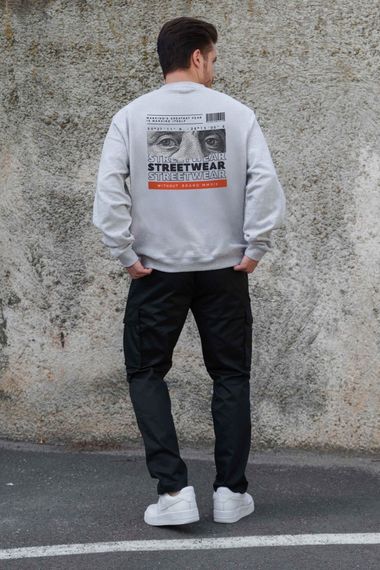 Утеплений оверсайз світшот на флісі з принтом Without Streetwear Gray | Зображення 1