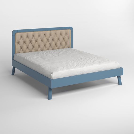 Полуторне дерев&#039;яне ліжко Mebigrand Токіо Сіро-синій (S7010R90B)/Аляска 23 (Бежевий) 120х200 см (MBG-4729) | Зображення 1