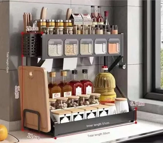 Органайзер для спецій Glaceon Spice Rack двоярусна сушарка-полиця для посуду та приправ, кухонна | Зображення 3