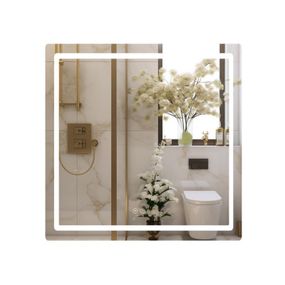 Дзеркало Qtap Mideya 800x800 з LED-підсвіткою Touch, з антизапотіванням, диммером QT2078NCF8080W