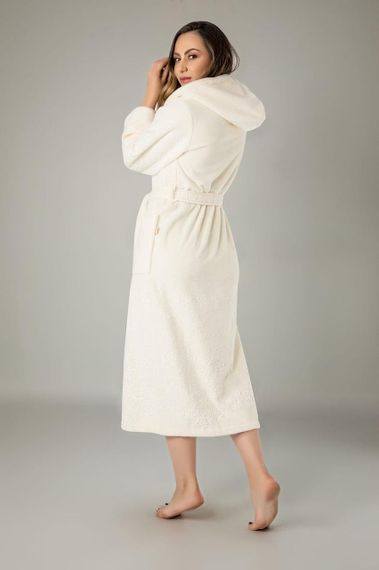 Женский халат Nusa 8655 с капюшоном, кремовый, 3XL | Зображення 1