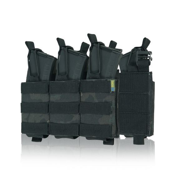 Съемная передняя панель к плитоноске с подсумками под 3 магазина черный мультикам