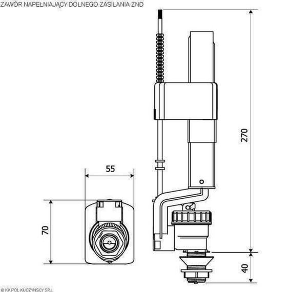 Клапан заповнення K.K.POL ZND/111- 1/2″ РР, нижнє пластик | Зображення 3