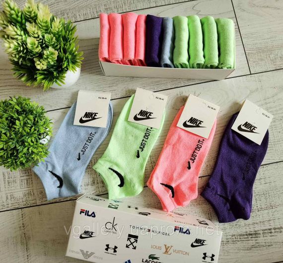 Шкарпетки низькі Nike різні кольори, жіночі шкарпетки Найк різнокольорові, спортивні шкарпетки | Зображення 1