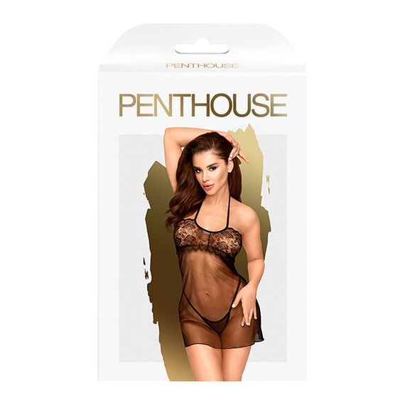 Приталена сорочка-сітка зі стрінгами Penthouse - All Yours Black M/L | Зображення 2