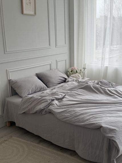 Постільна білизна полуторна Dushka Home Варена бавовна преміум 21692 160х215 см світло-сіра | Зображення 2