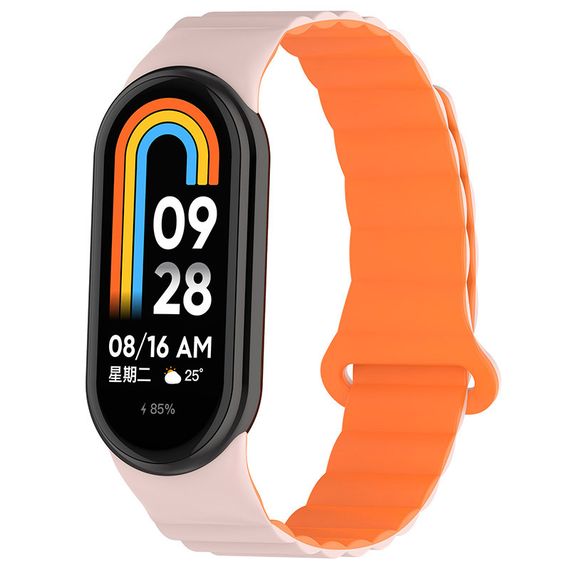 Ремешок Dual-color Magnetic для Xiaomi Mi Band 9/8 Light Pink / Orange