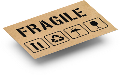 Крафт этикетка с печатью "Fragile" 40x25 мм, 250 шт/рулон, Viskom | Зображення 2