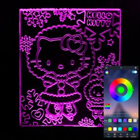 Акриловый светильник-ночник управление с телефона Хелоу Китти зимняя tty-n001268