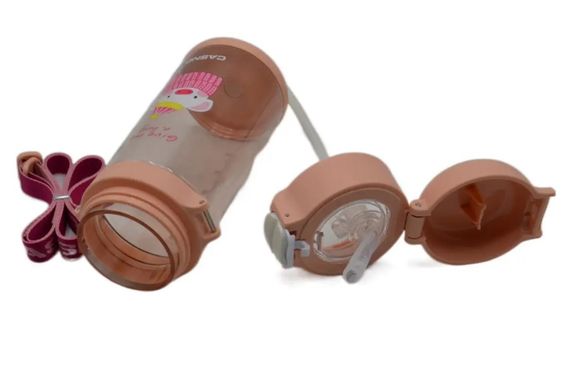 Пляшка для води Casno 690 мл KXN-1219 Рожева (Свинка) з соломинкою (KXN-1219_Pink) | Зображення 3