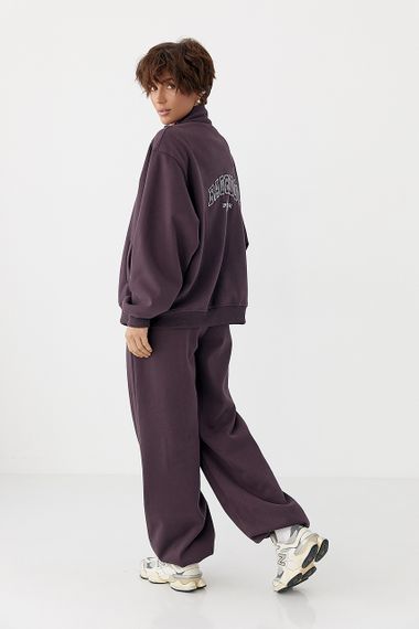 Зимовий спортивний костюм з написами - баклажан цвет, M/L (є розміри) | Зображення 1