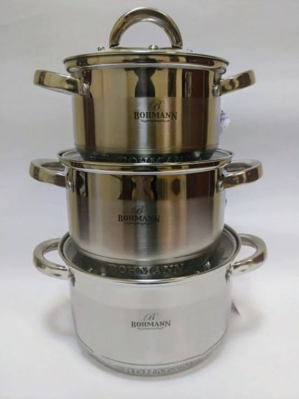 Набор кастрюль Bohmann BH-0714, 6 предметов нержавеющая сталь, для индукции | Зображення 1