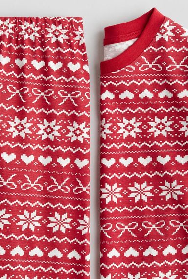 Дитяча новорічна бавовняна піжама для дівчинки H&M 110-116 см Червона (25120101C) | Зображення 1