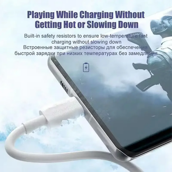 USB Type-C кабель 7A 120W швидке заряджання, нейлоновий 1 метр | Зображення 3
