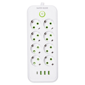 Сетевой фильтр 4.7 м удлинитель на 8 розеток с 3 USB 1 Type-C и кнопкой отключения F20U Черный HP-5-29